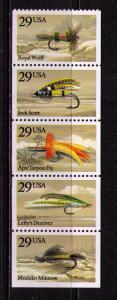 US Sc# 2545 - 2599 MNH Set of 5 Fishing Flies cc