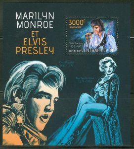 CENTRAL AFRICA  2013 MARILYN MONROE & ELVIS PRESLEY  SOUVENIR SHEET