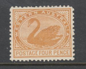 Western Australia Sc 93a, SG 142 MLH. 1906 4p bistre Swan,fresh, bright, F-VF