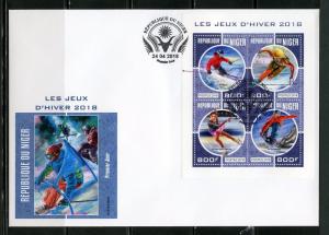 NIGER 2018 WINTER GAMES OLYMPICS 2018  SHEET FIRST DAY COVER