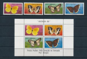 [119431] Turkey 1988 Insects butterflies with Souvenir sheet MNH