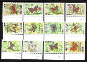 Bhutan 1990 Butterflies Butterfly Sc 822-833 MNH A1956