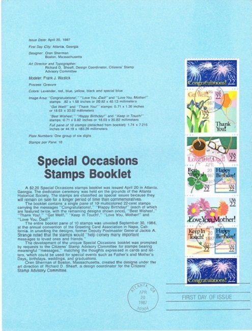 US SP780 Special Occasions Souvenir Page #2274a