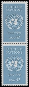 US 2974 United Nations 32c vert pair MNH 1995