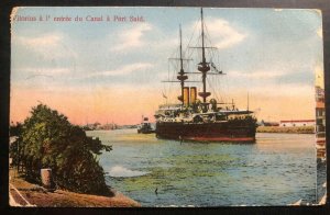 1913 kosland Ceylon Picture Postcard cover To England Victorious Entry Port Said