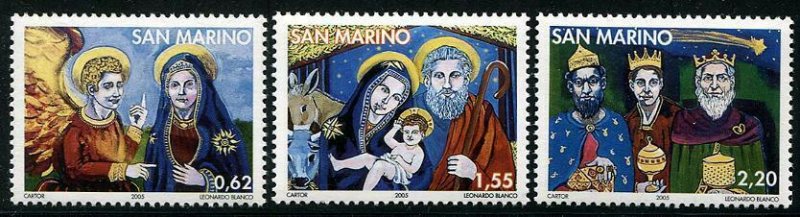 HERRICKSTAMP SAN MARINO Sc.# 1667-69 Christmas 2005 Mint NH