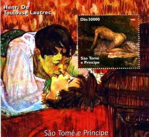 Sao Tome & Principe 2005 TOULOUSE LAUTREC Nudes Paintings s/s Perforated Mint NH