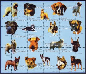 Turkmenistan 1999  Dogs of the World  Sheetlet (12)  Blue  Perforated MNH