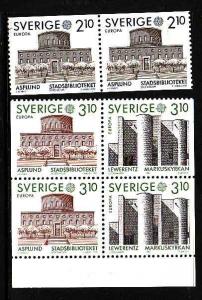 Sweden-Sc#1628-30-unused NH Europa set in pairs-1987-