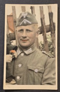 WW2 WWII German COLOR Wehrmacht Army Soldiers Military Portrait Photo Postcard