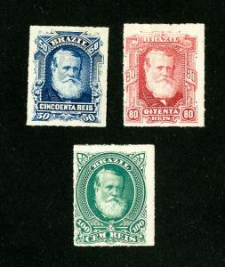 Brazil Stamps # 70-2 VF OG LH Set of 3 Scott Value $100.00