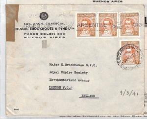 WW2 ARGENTINA Buenos Aires Commercial Cover + Contents GB London 1941 XX338