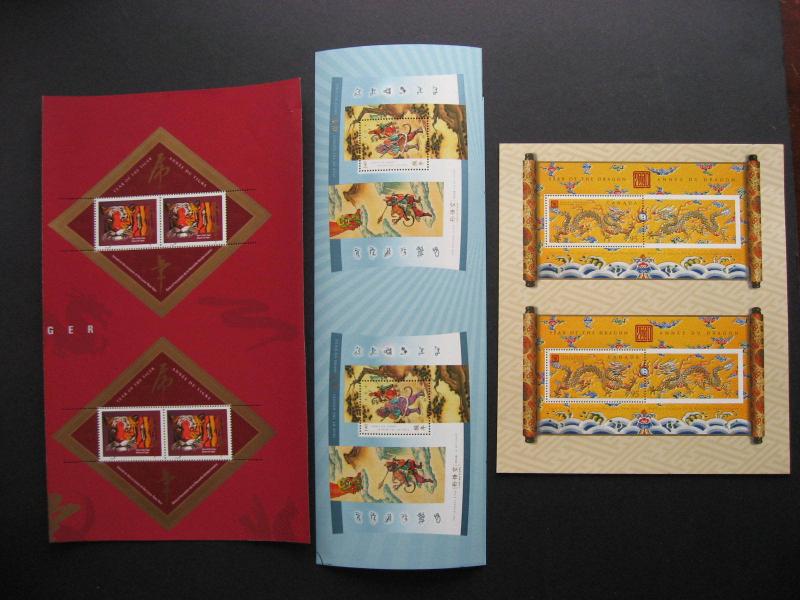 Canada 13 different Lunar New Year souvenir sheet pairs from uncut press sheets