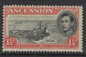 ASCENSION SG40 1938 1½d BLACK & VERMILION p13½ MTD MINT