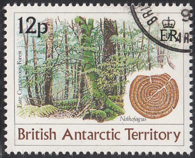 British Antarctic Territory 1991 used Sc #172 12p Late Cretaceous forest