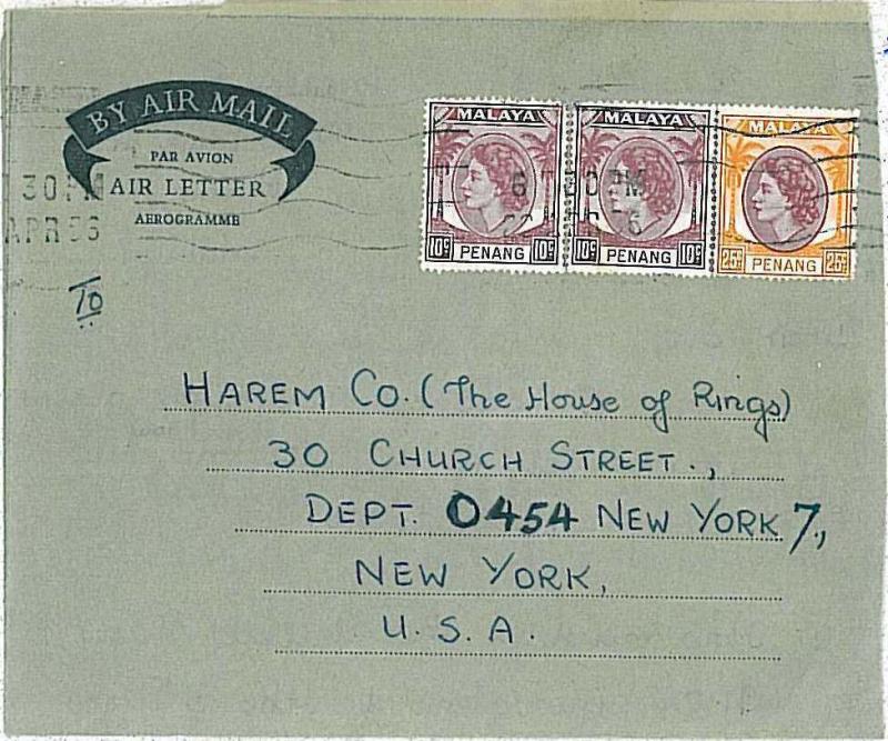 MALAYA PENANG - POSTAL HISTORY - AEROGRAMME \ AIR LETTER 1936