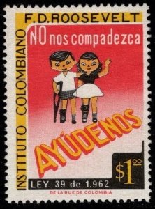 1962 Columbia Poster Stamp 1 Dollar Instituto Colombiano F.D. Roosevelt MNH