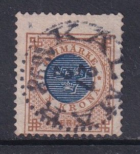 Sweden #49 used 1886 numeral with posthorn on back 1k
