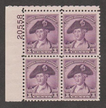 U.S. Scott Scott #708 Washington Stamp - Mint NH Plate Block