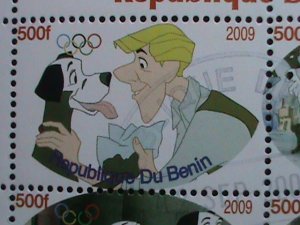 ​BENIN STAMP-2009- OLYMPIC VANCOUVER'2010-101 SPORTY DOGS CTO STAMP S/S #2