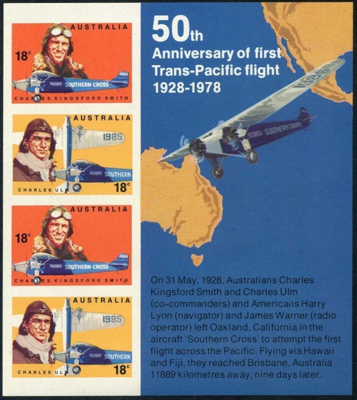 Australia 672-675,675a, MNH. Mi 644-647,Bl.3. H.Hawker, B.Hinkler, C.Ulm aviator