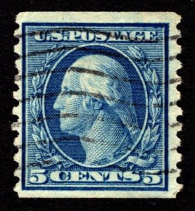 1916, US 5c, Washington, Used, Sc 458