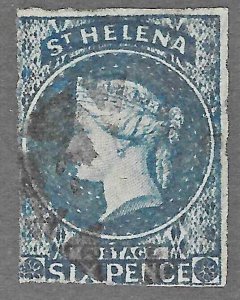 St. Helena (1861) - Scott # 2b,   Used  Cat Value $ 160, Trimmed