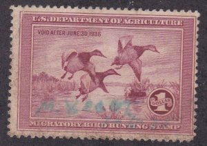 United States # RW2, Bird Hunting Stamp, Used, 1/3 Cat.
