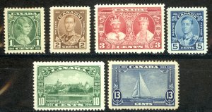 Canada Sc# 211-216 MH 1935 1c-13c King George V Silver Jubilee