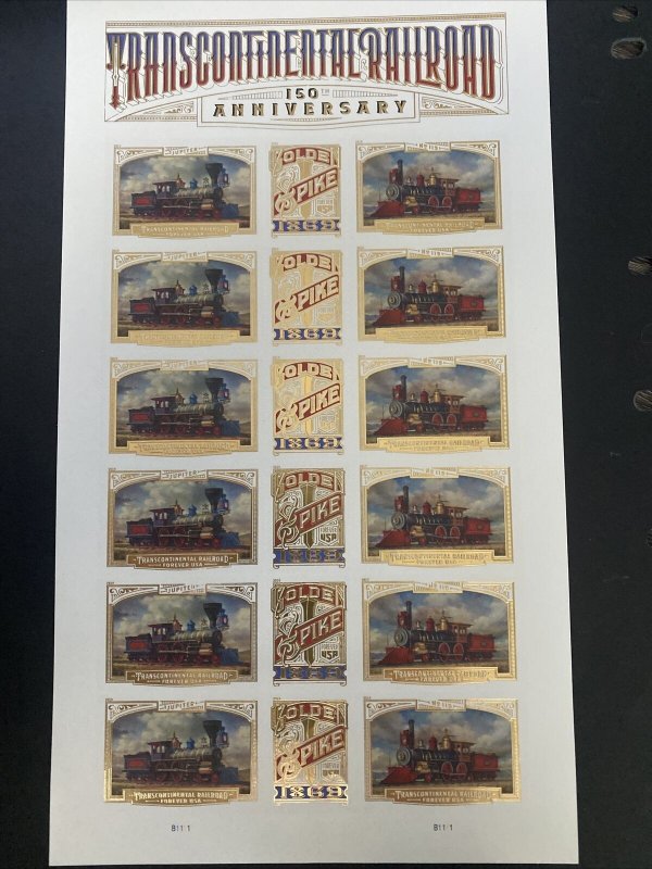 US Stamps-SC# - 5378 - 5380 - Golden Spike - Pane Of 18 - CV $20.00 