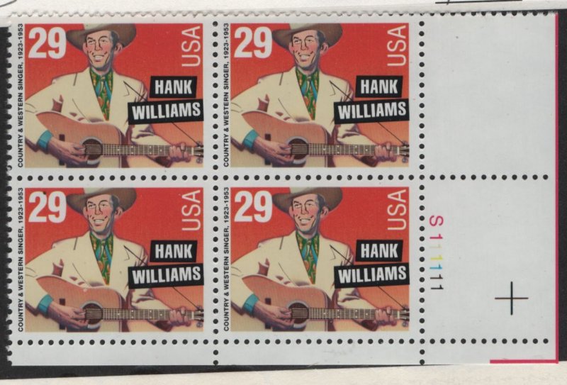 US, 2723, MNH, 1992, PLATE BLOCK, AMERICAN MUSIC SERIES