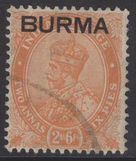 BURMA SG6 1937 2½a ORANGE FINE USED