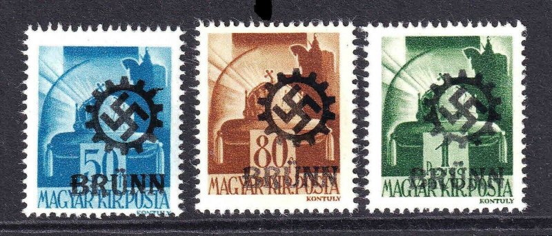 HUNGARY 614-616 BRÜNN OVERPRINT OG NH U/M F/VF TO VF BEAUTIFUL GUM #2