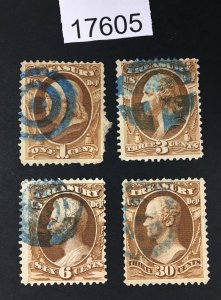 MOMEN: US STAMPS # O81 BLUE CANCEL GROUP USED $31 LOT #17605
