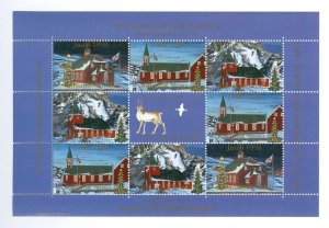 Greenland. 1998 Christmas Seal Mnh Souvenir Sheet. 2 Side Perf. Church. Flag.