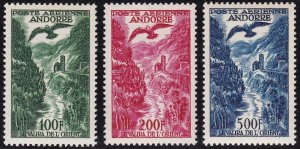 1955-57 FRENCH ANDORRA, PA n . 2/4 3 values MNH / **