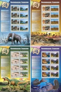 Tajikistan Paleontology Stamps 2020 MNH Fossils Ammonites Dinosaurs 4x 8v M/S 