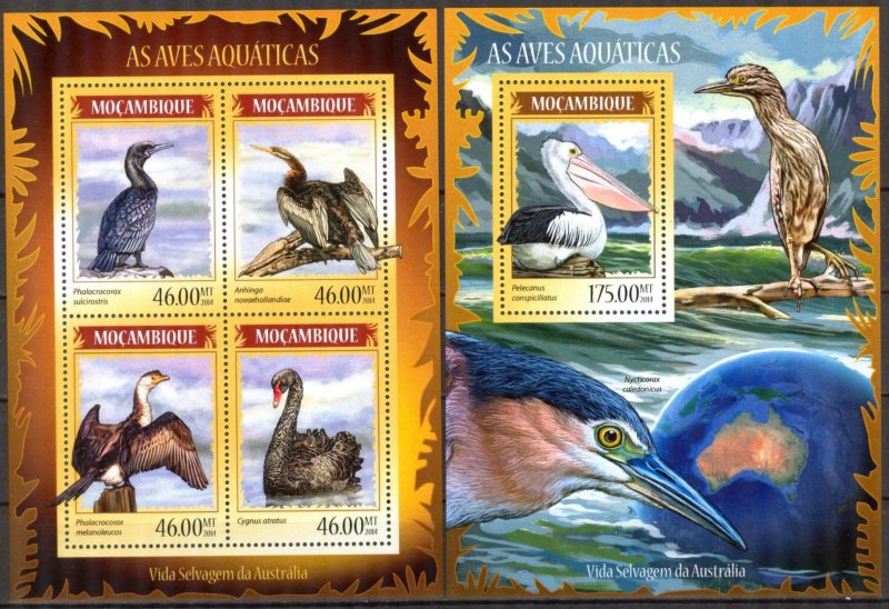 Mozambique 2014 Water Birds Sheet + S/S MNH