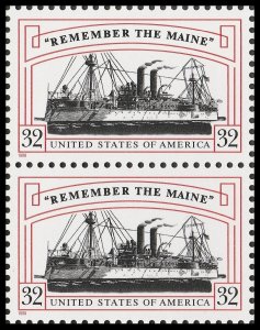 US 3192 Remember the Maine Spanish-American War 32c vert pair MNH 1998