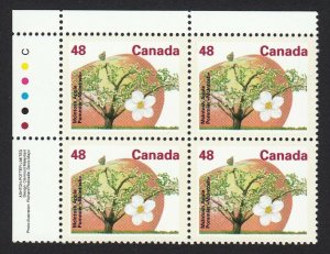 MCINTOSH APPLE = USA RATE = Canada 1991 #1363 MNH UL BLOCK of 4