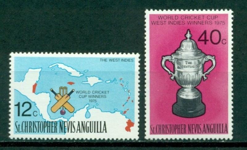 St. Christopher-Nevis-Anguilla Scott #322-323 MNH Cricket Map Prudential Cup $$