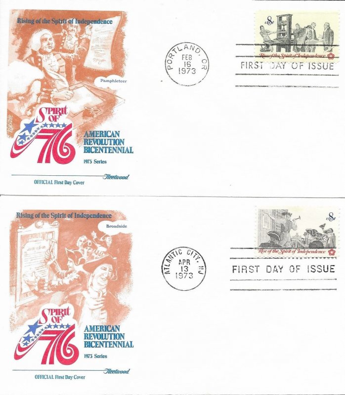 1973 FDC, #1476-1479, 8c Spirit of Independence, Fleetwood (4)