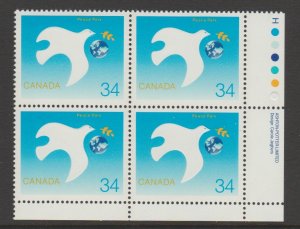 Canada 1110 Peace Dove - MNH - Plate block LR