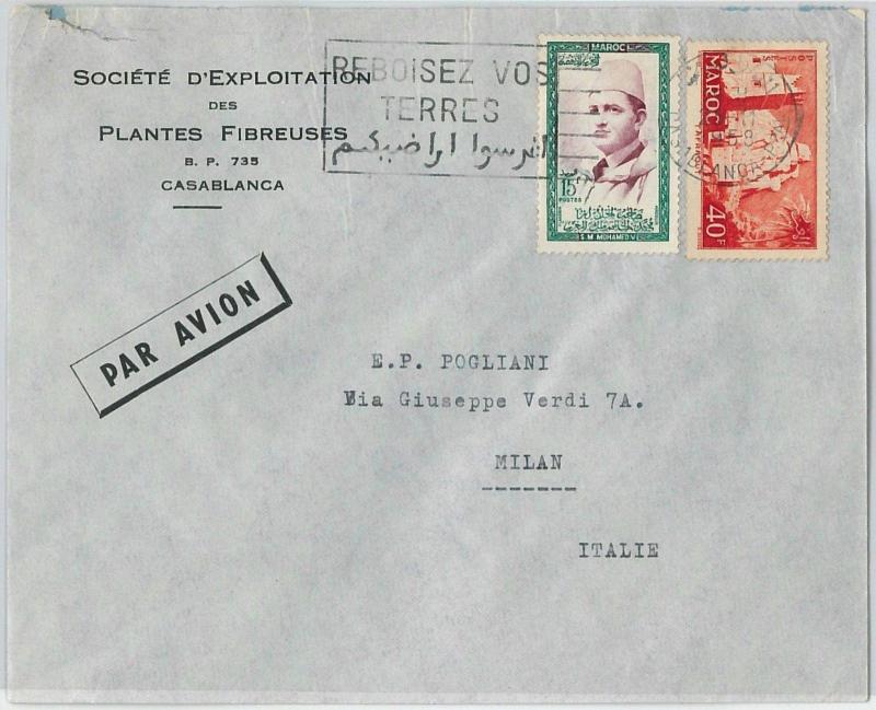 59257 -    MOROCCO - POSTAL HISTORY: COVER to ITALY - 1958   PALM TREES