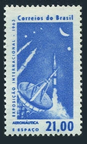 Brazil 953 thee stamps, MNH. Michel 1031. Aeronautics & Space Exhibition, 1963.
