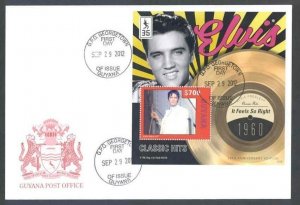 GUYANA 2012 ELVIS PRESLEY 'IT FEELS SO GOOD' CLASSIC HITS   SOUVENIR SHEET FDC