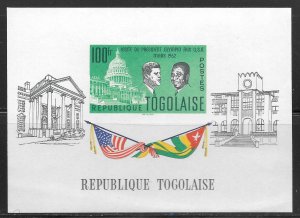 Togo Scott 437a MNHOG Imperf S/S - 1962 Togo Presidential Visit to US-SCV $5.50