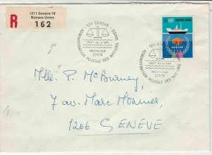 Geneva United Nations 1974 Registered stamps cover ref 21701