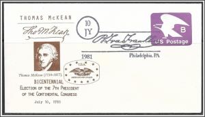 US #U592 Postal Stationery Thomas McKean Americana Unit Cover