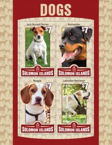 SOLOMON IS. - 2016 - Dogs - Perf 4v Sheet - Mint Never Hinged
